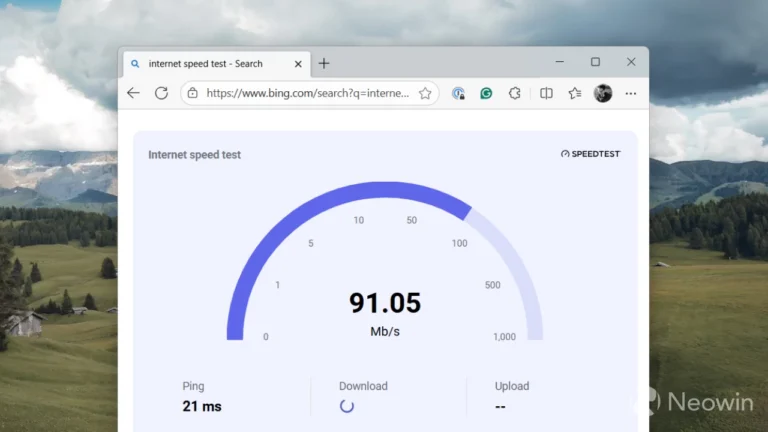 Windows 11's taskbar is getting an internet speed test button