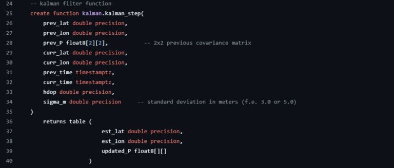 Implementing a Kalman Filter in PostgreSQL to Smooth GPS Data